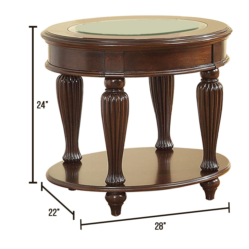 Centinel End Table in Dark Cherry Finish