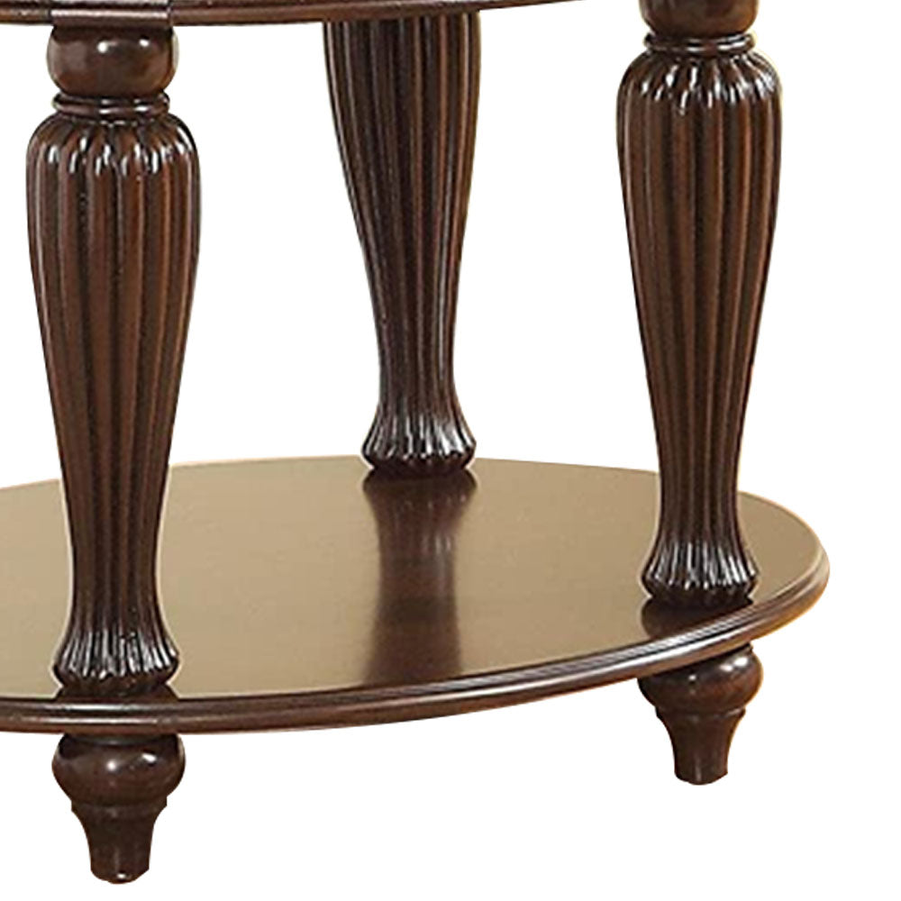 Centinel End Table in Dark Cherry Finish