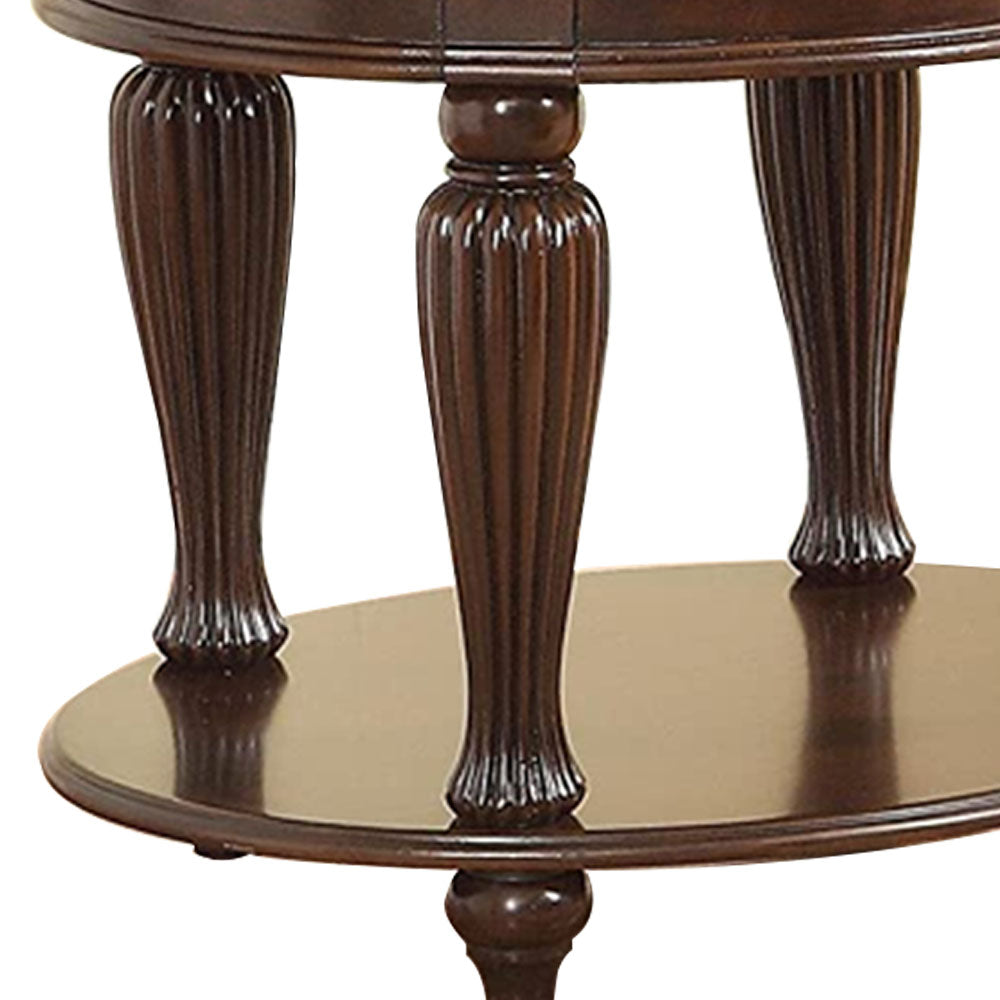 Centinel End Table in Dark Cherry Finish