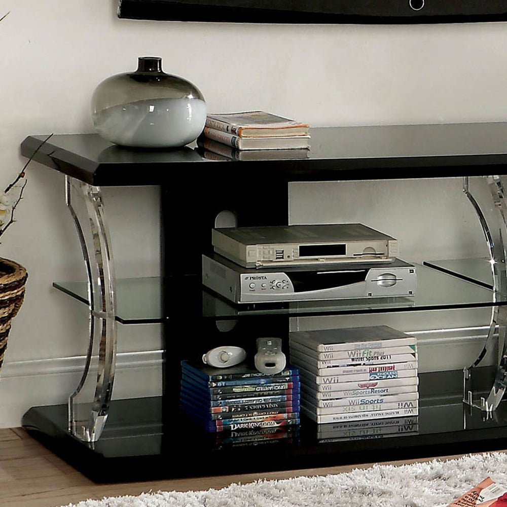 Ernst 60" TV Stand in Black/Clear Finish