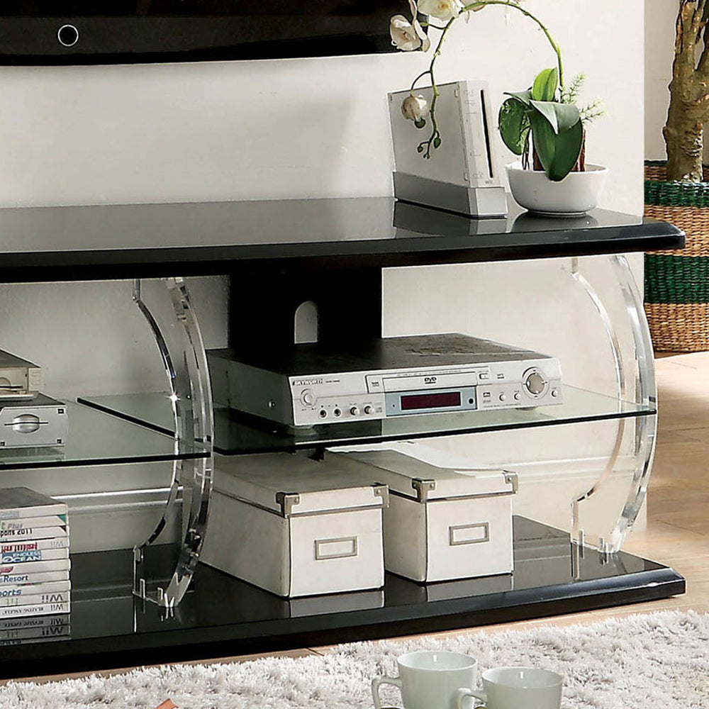 Ernst 60" TV Stand in Black/Clear Finish