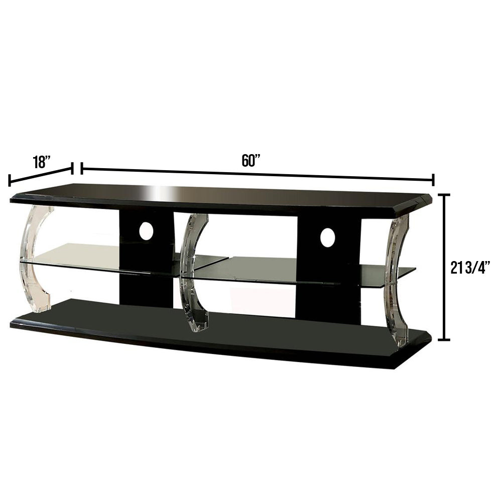 Ernst 60" TV Stand in Black/Clear Finish