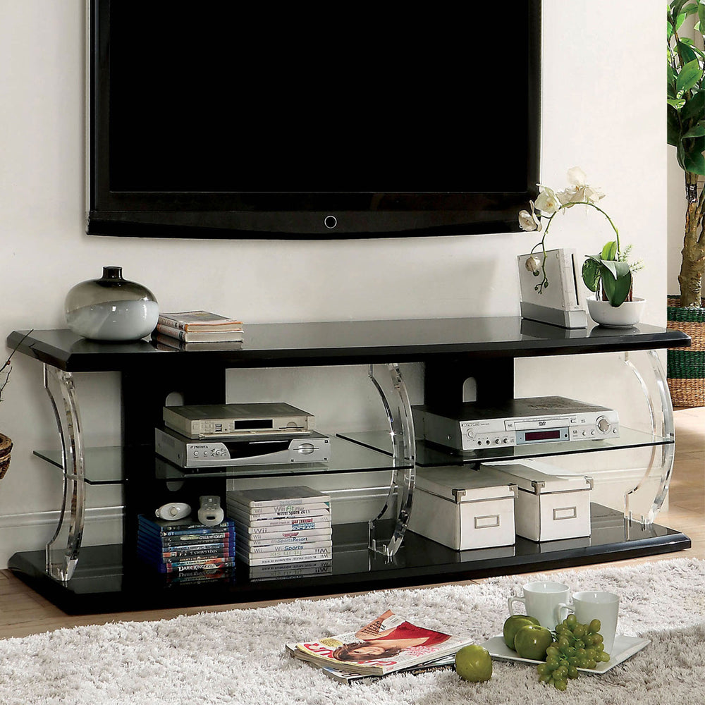 Ernst 72" TV Stand in White/Clear Finish