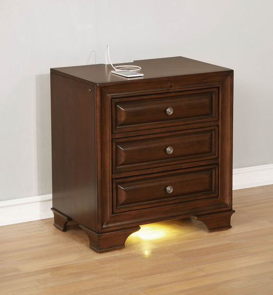 Brandt Night Stand in Brown Cherry Finish