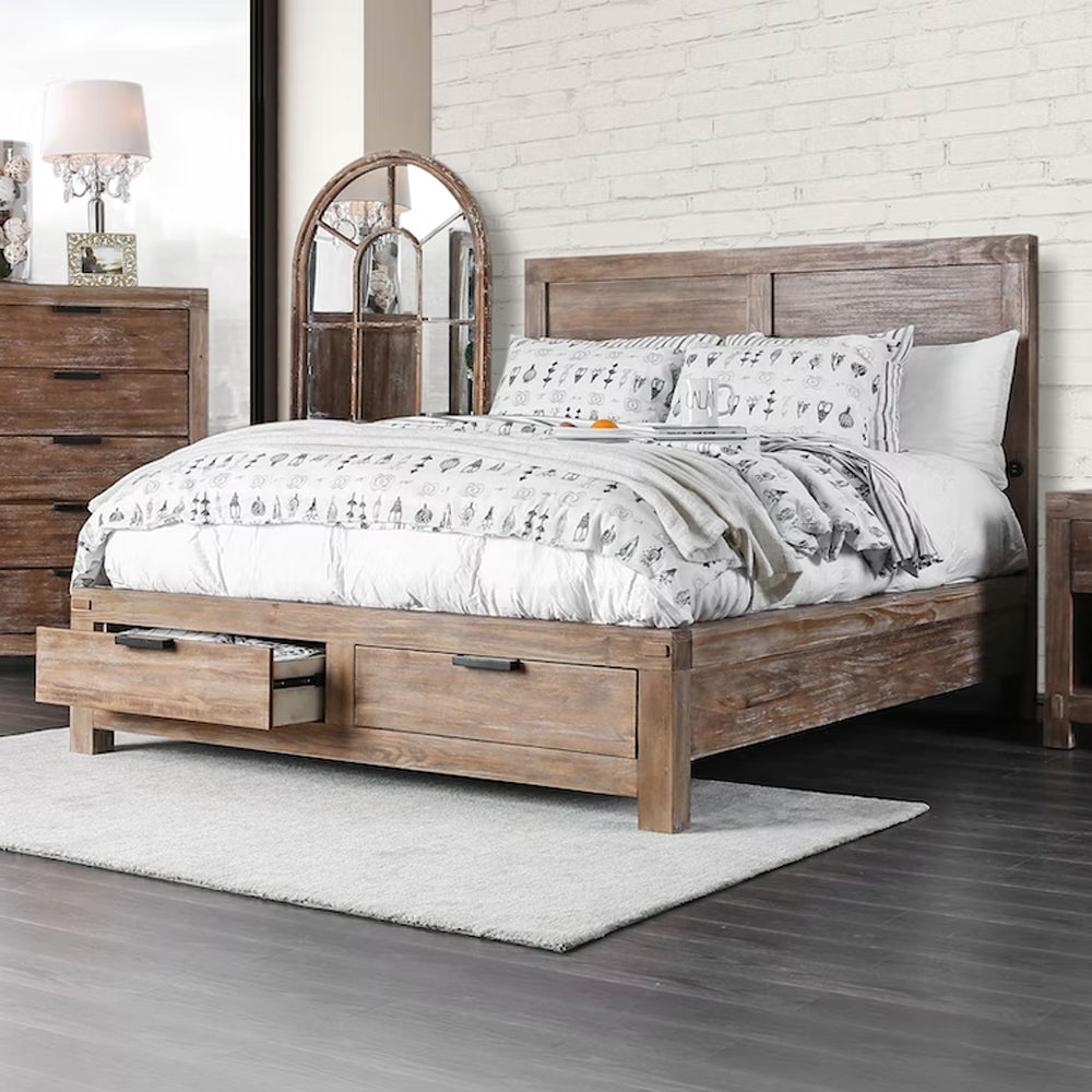 Wynton E.King Bed Weathered Light Oak