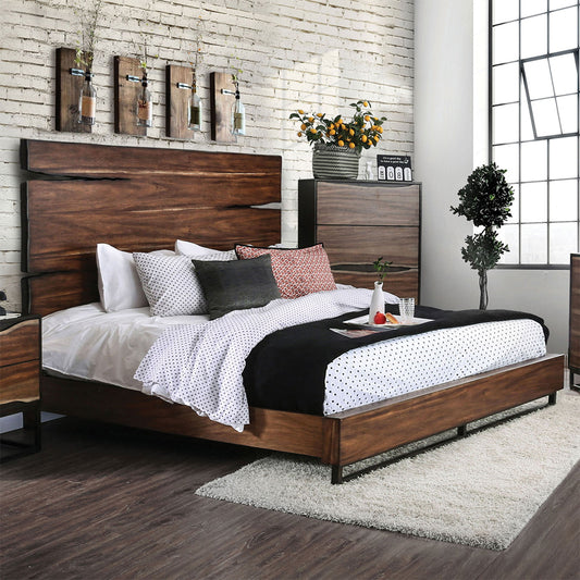 Fulton E.King Bed Dark Oak/Dark Walnut