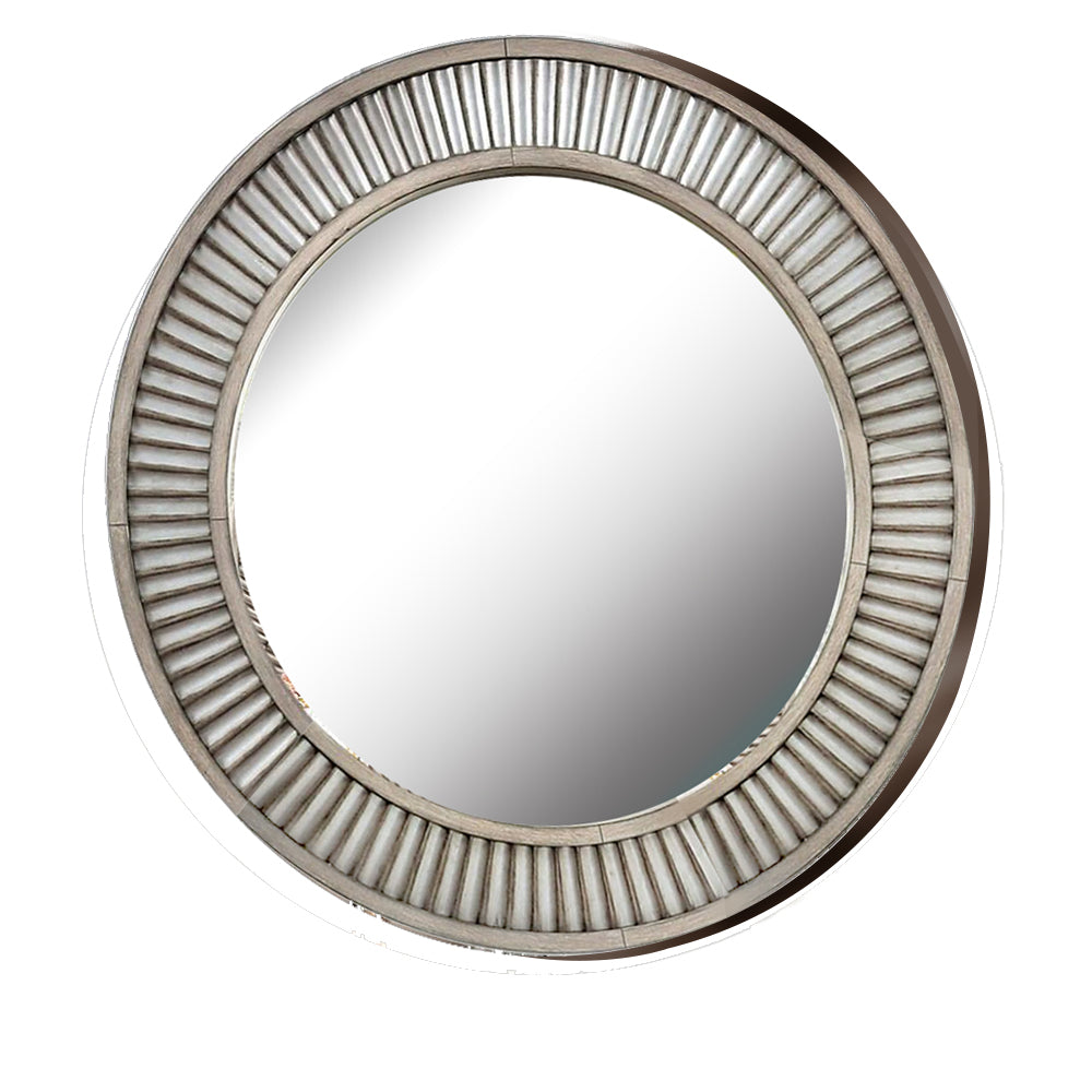 Kamalah Round Mirror in Antique Gray finish