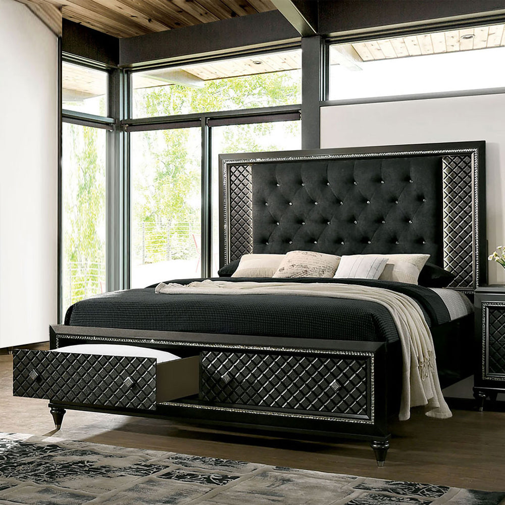 Demetria Queen Bed Metallic Gray