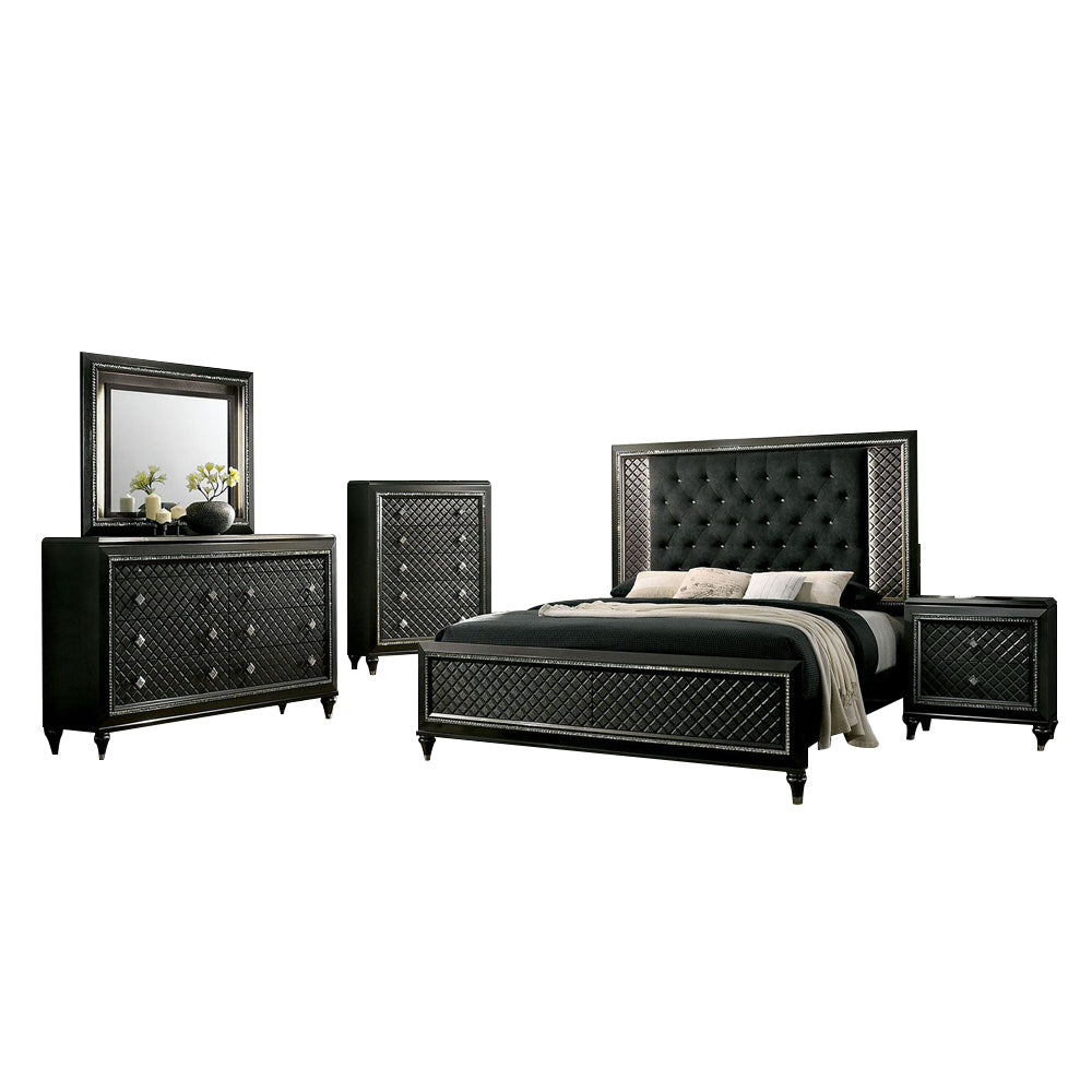 Demetria 5 Pc. Queen Bedroom Set w/ Chest Metallic Gray