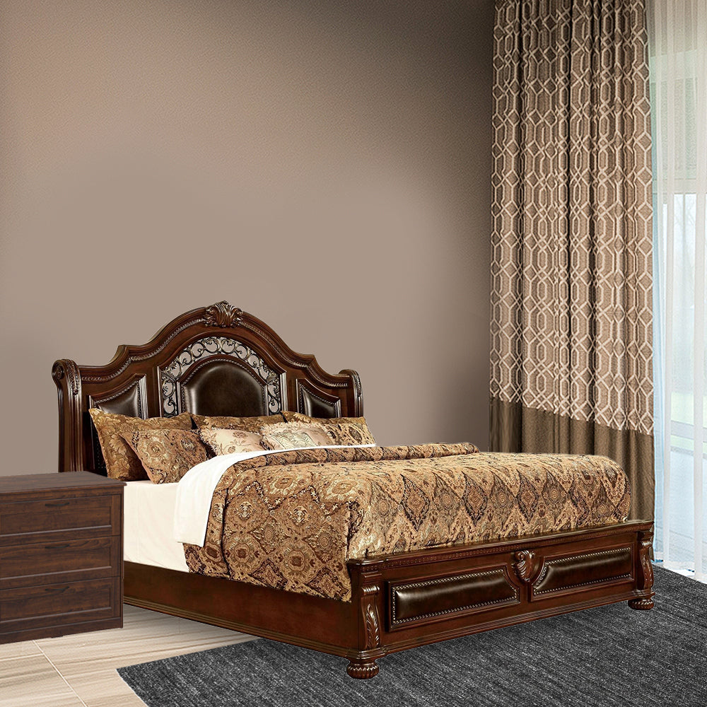 Flandreau E.King Bed Brown Cherry/Espresso