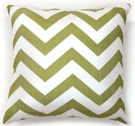 Zoe 18" X 18" Pillow, Green Chevron (2/CTN) in Green Finish