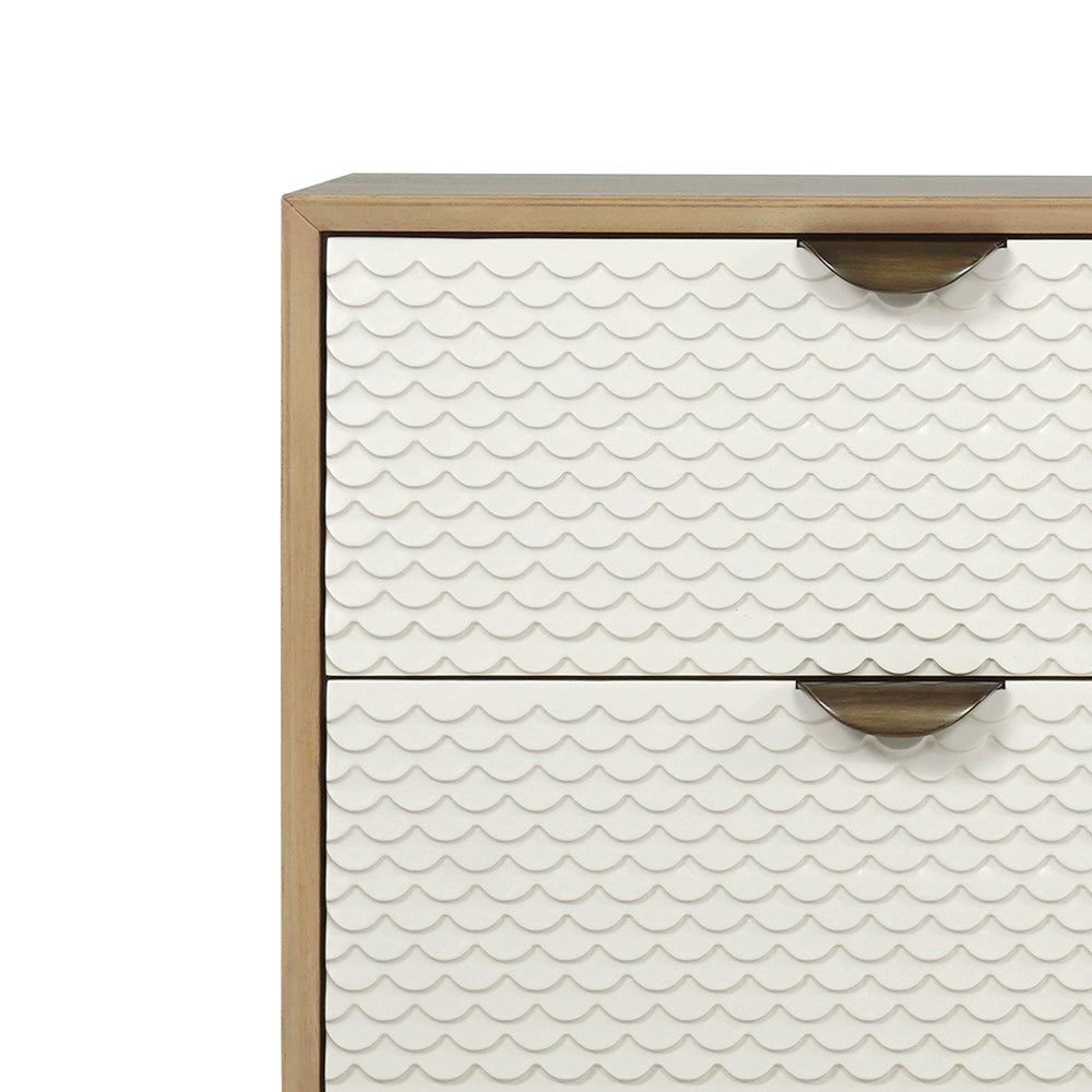 Kishia Night stand with 2 drawers in Bone & Natural Tone & Antique Brass Finish