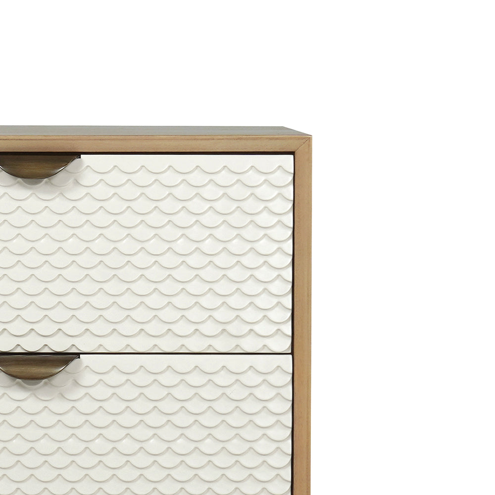 Kishia Night stand with 2 drawers in Bone & Natural Tone & Antique Brass Finish