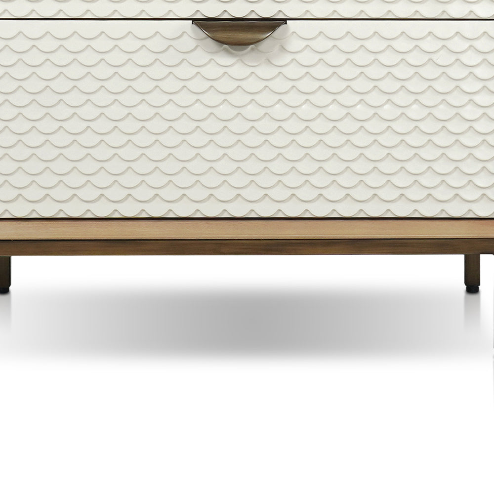 Kishia Night stand with 2 drawers in Bone & Natural Tone & Antique Brass Finish