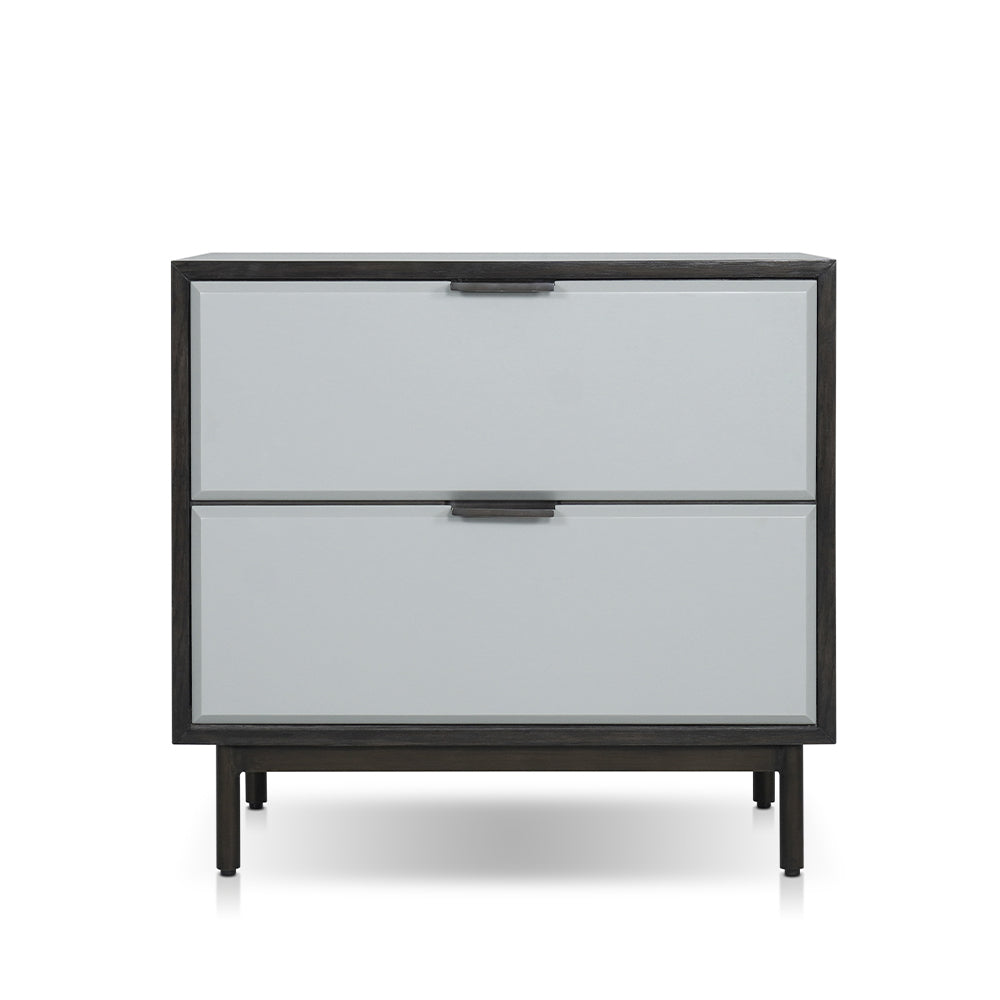 Hilana Night stand with 2 drawers in Gray & Espresso & Antique Black Finish