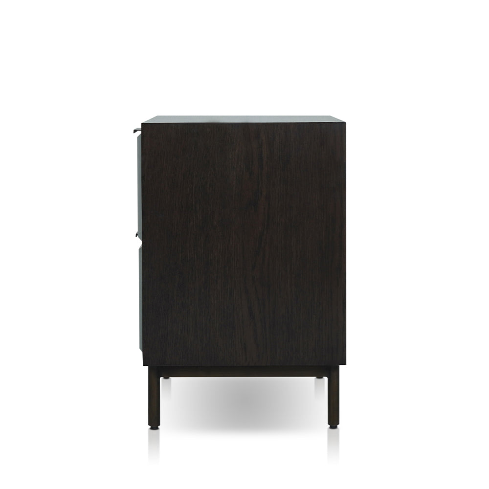 Hilana Night stand with 2 drawers in Gray & Espresso & Antique Black Finish