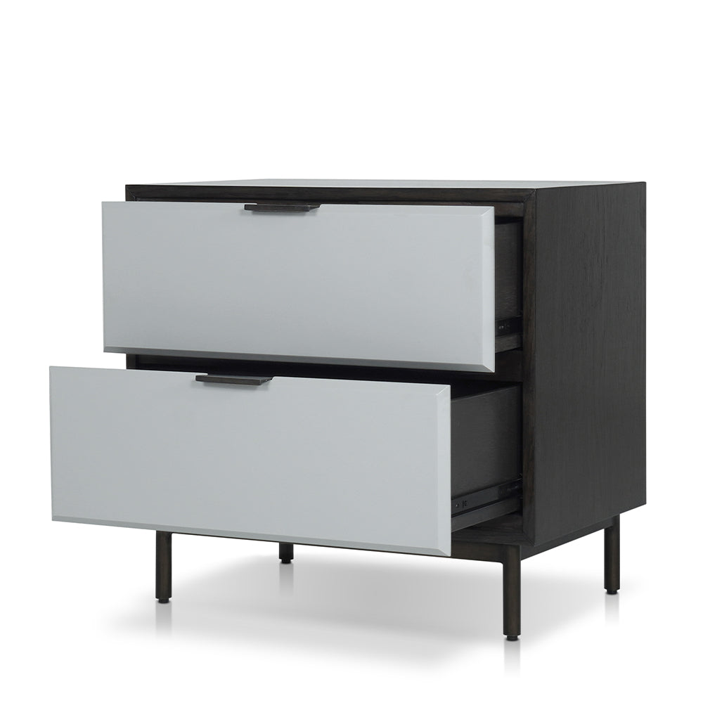 Hilana Night stand with 2 drawers in Gray & Espresso & Antique Black Finish