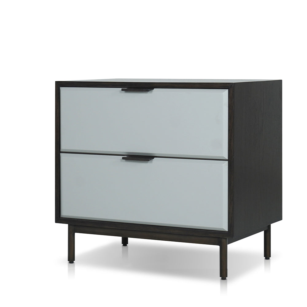 Hilana Night stand with 2 drawers in Gray & Espresso & Antique Black Finish