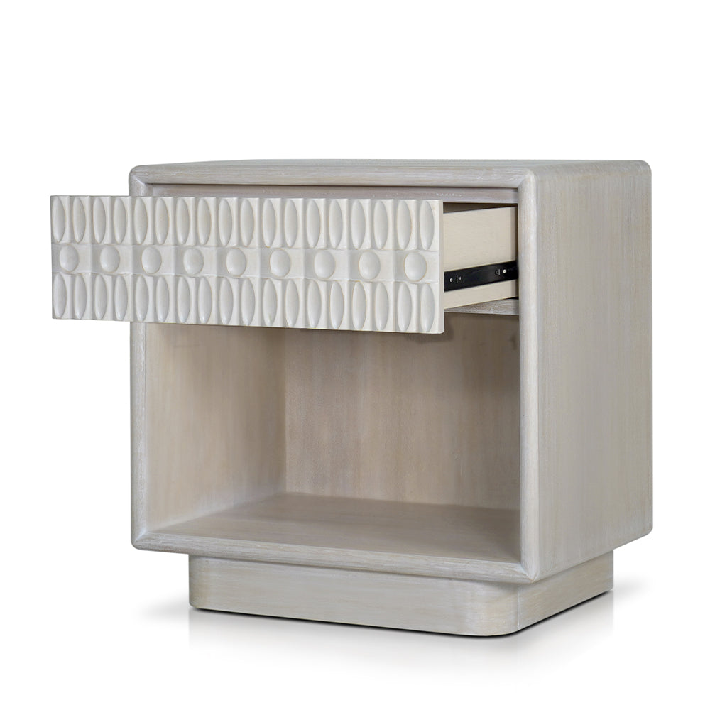 Axin Night stand with 2 drawers in White washed Finish