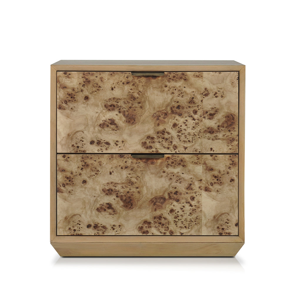 Xanax Night stand with 2 drawers in Natural & Antioue Brass Finish