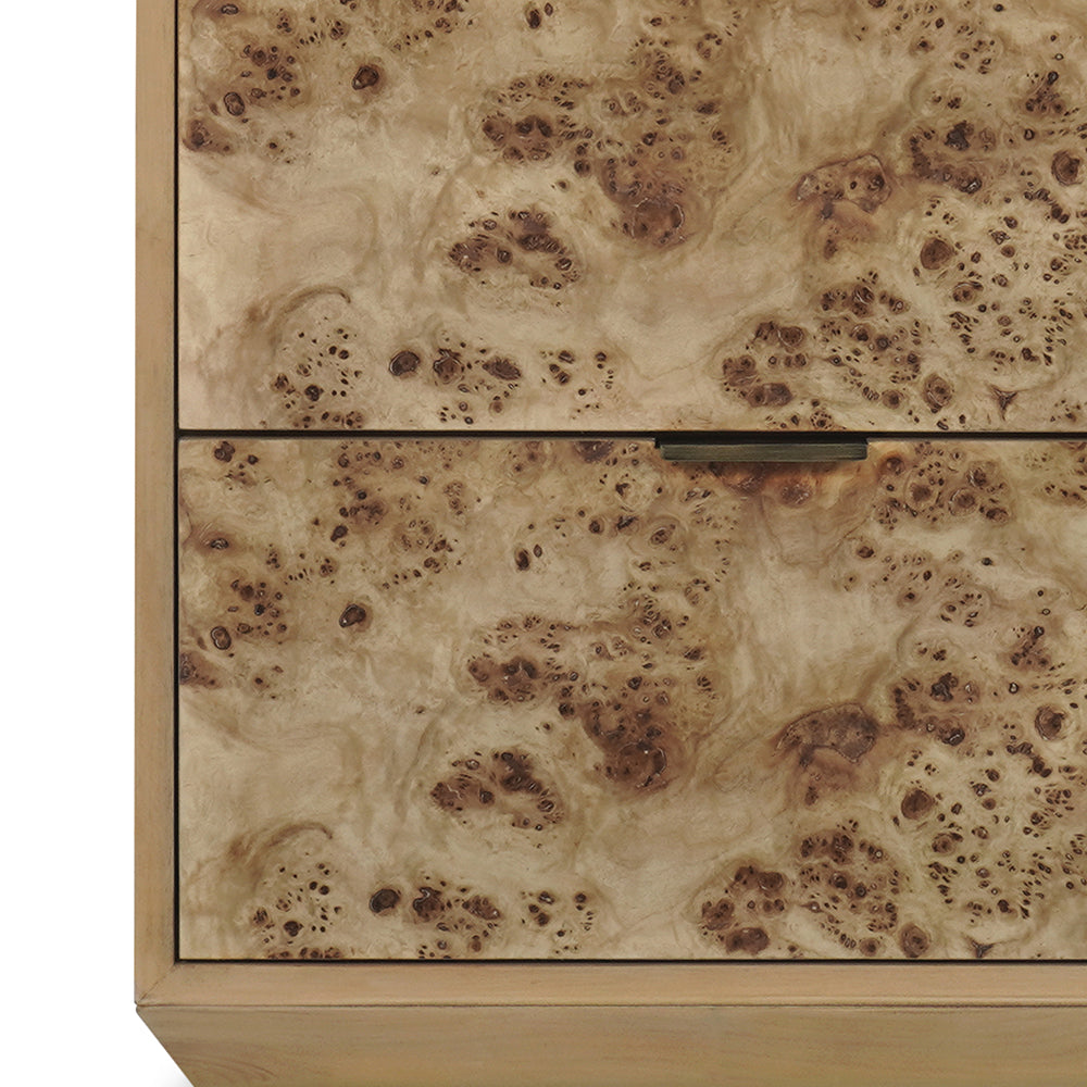 Xanax Night stand with 2 drawers in Natural & Antioue Brass Finish