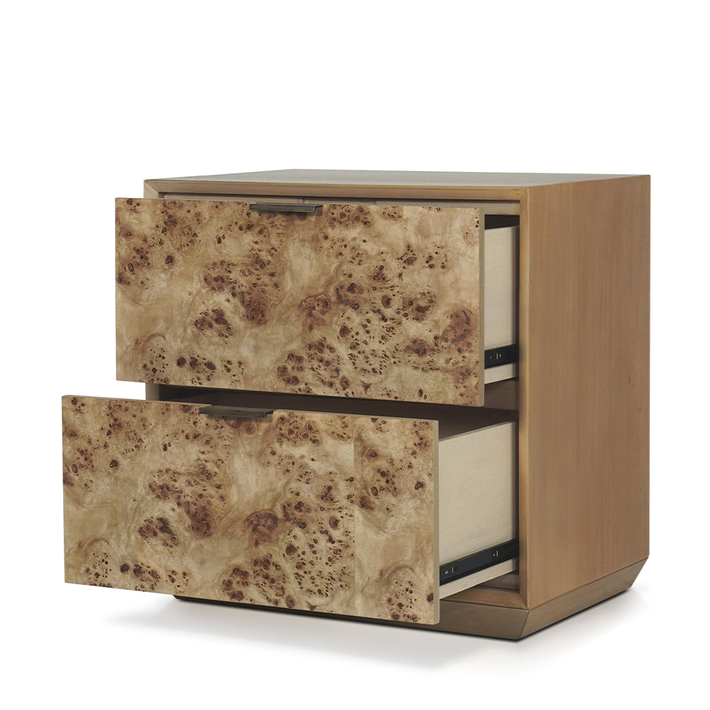 Xanax Night stand with 2 drawers in Natural & Antioue Brass Finish