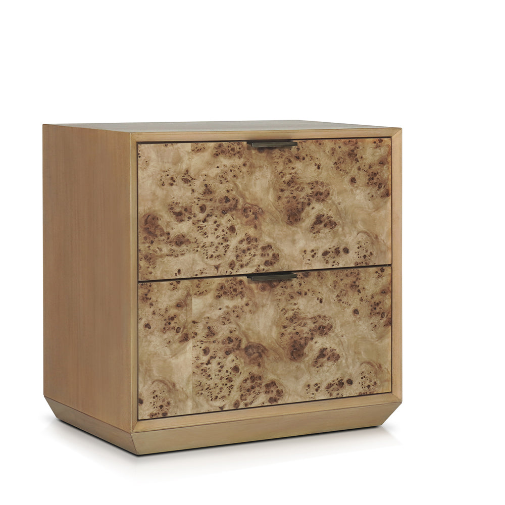 Xanax Night stand with 2 drawers in Natural & Antioue Brass Finish