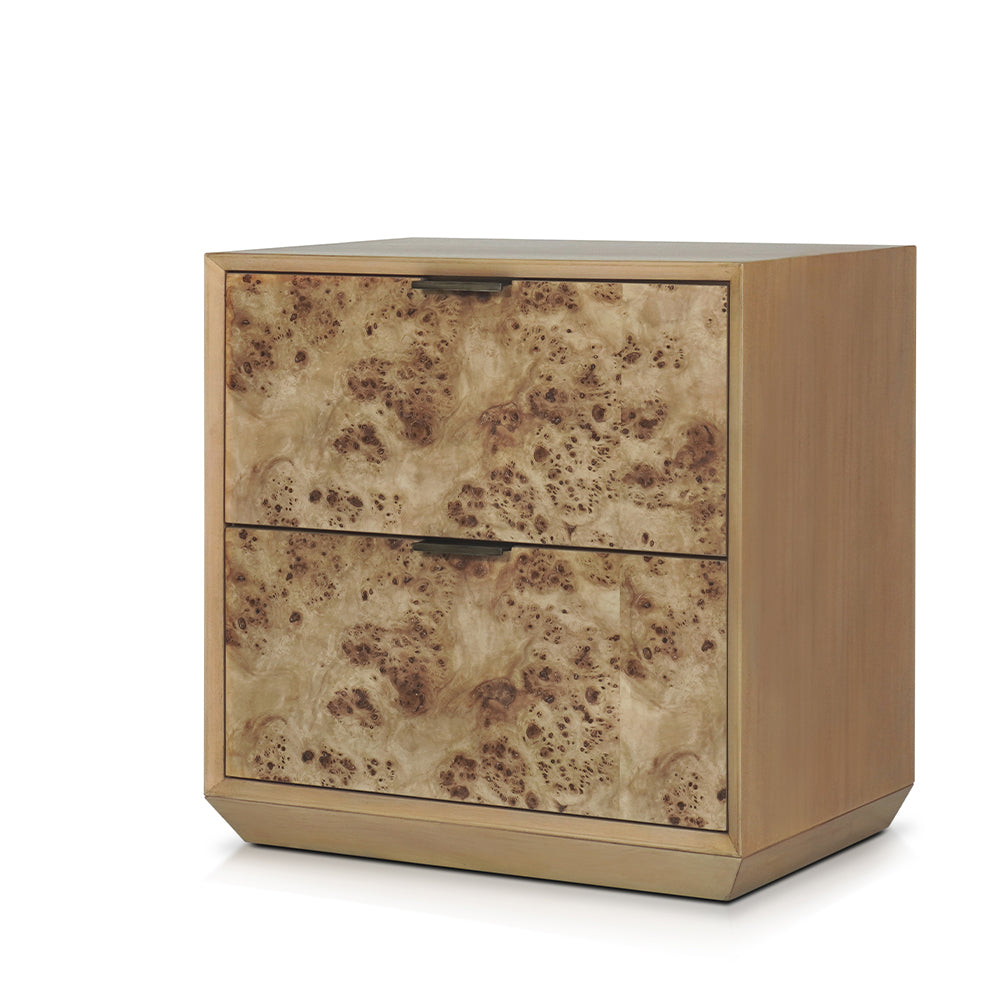 Xanax Night stand with 2 drawers in Natural & Antioue Brass Finish