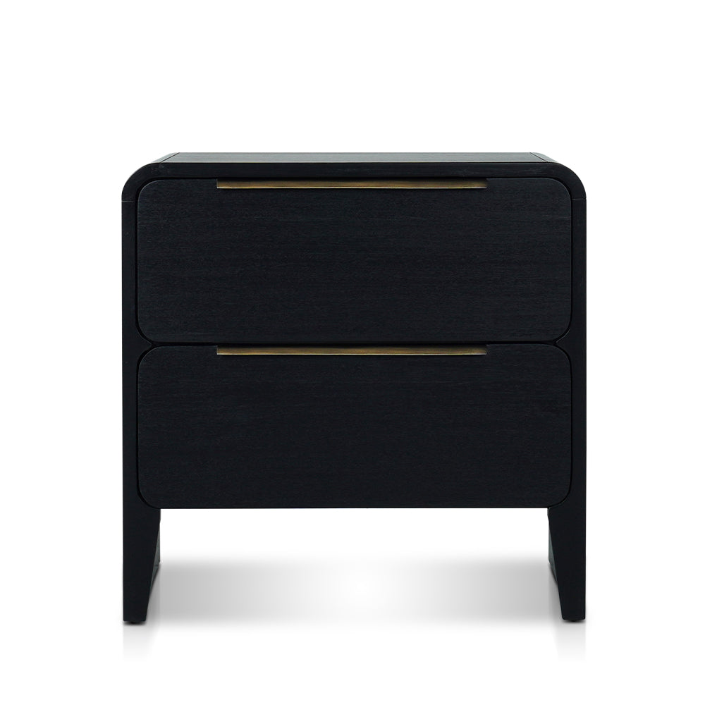 Ambrox Night stand with 2 drawers in Black & Antique Brass Finish