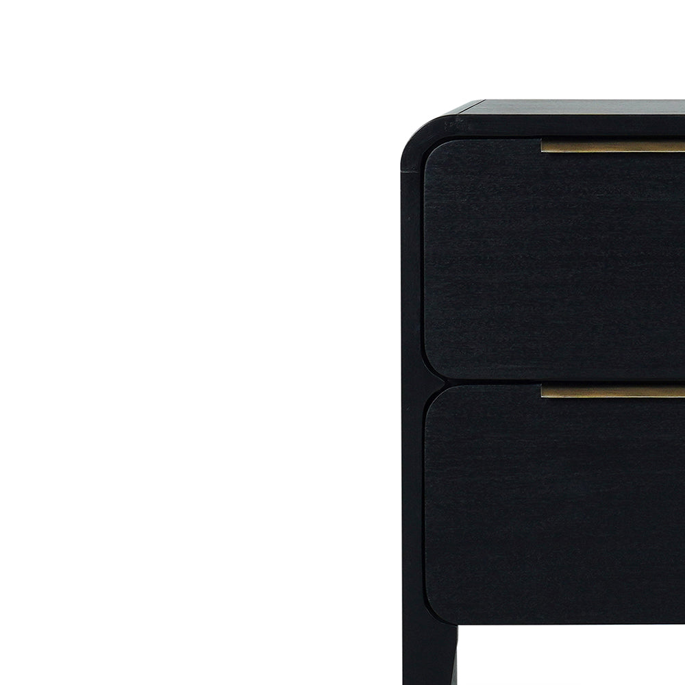 Ambrox Night stand with 2 drawers in Black & Antique Brass Finish