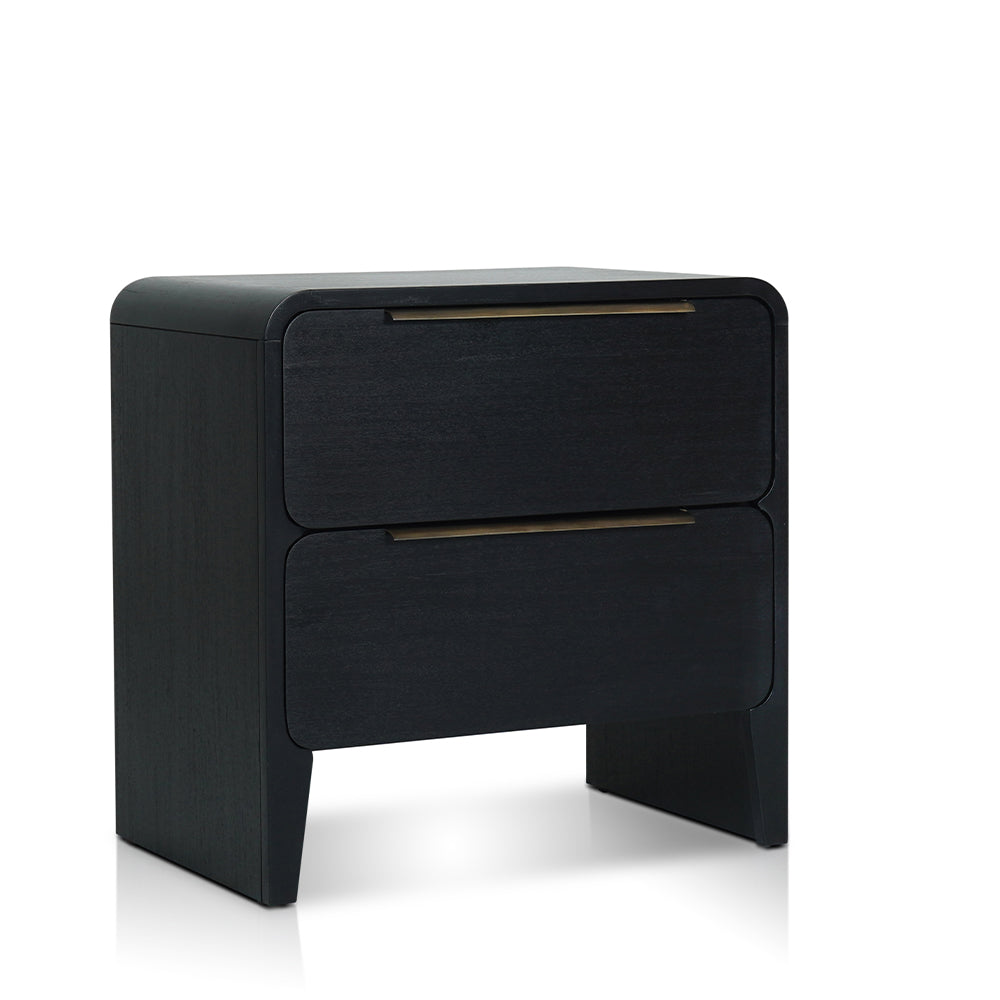 Ambrox Night stand with 2 drawers in Black & Antique Brass Finish