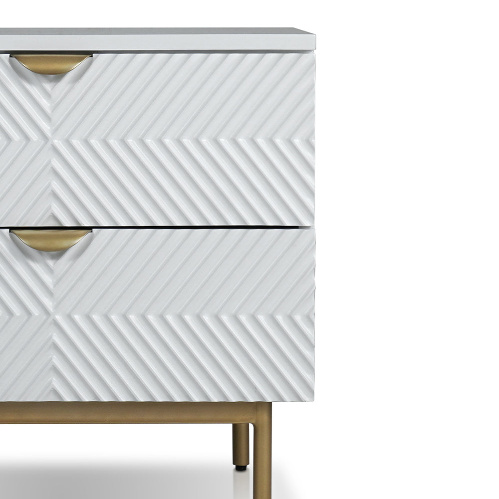 Kinno Night stand with 2 drawers in White & Gold Finish