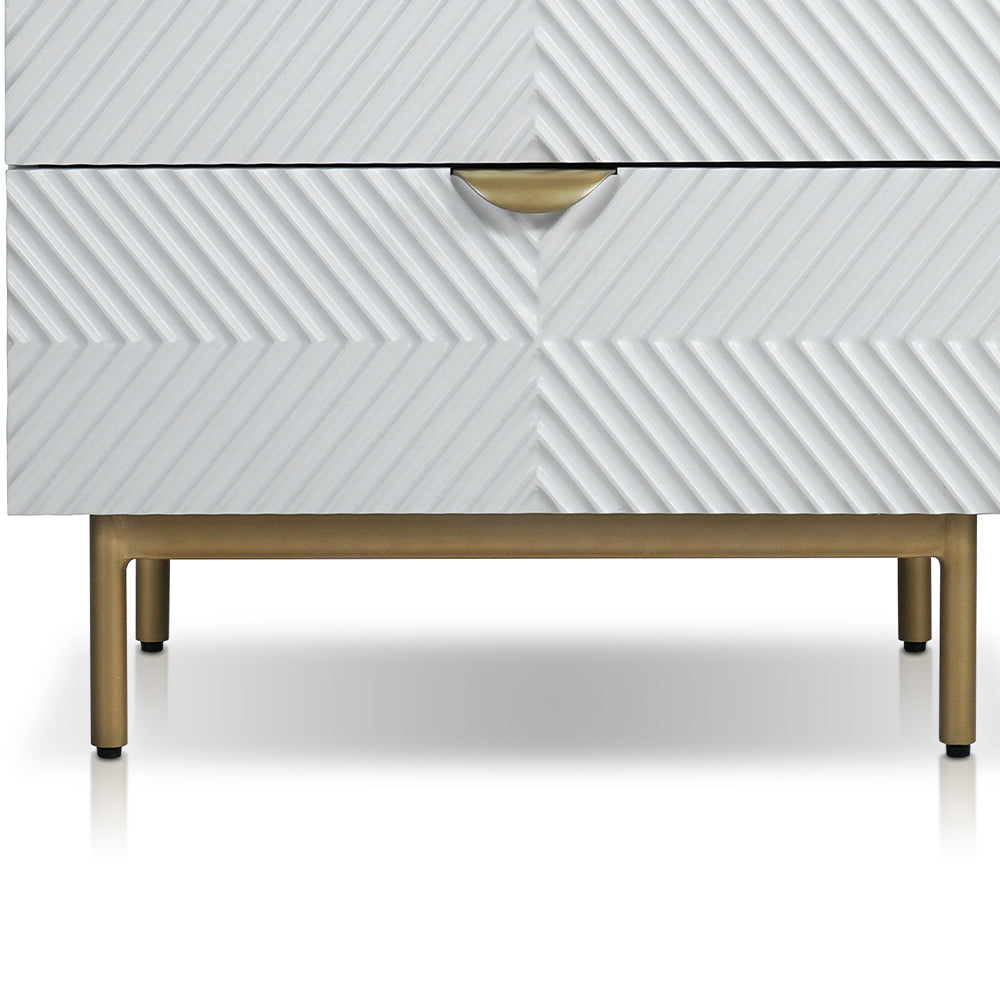 Kinno Night stand with 2 drawers in White & Gold Finish