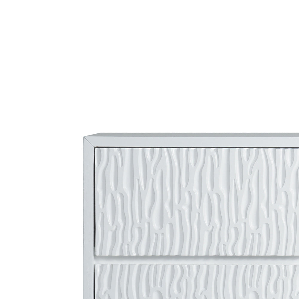 Tijano Night stand with 2 drawers in Rustic white & Silver Finish