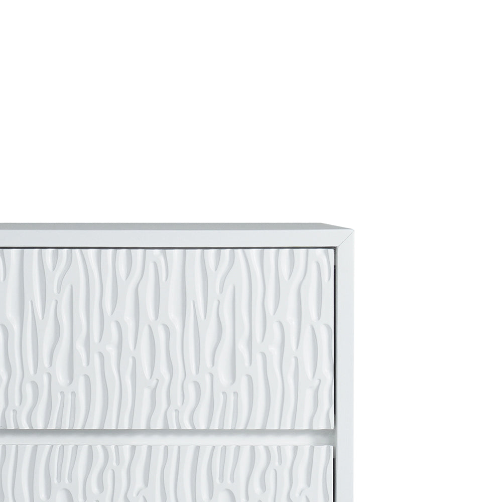 Tijano Night stand with 2 drawers in Rustic white & Silver Finish