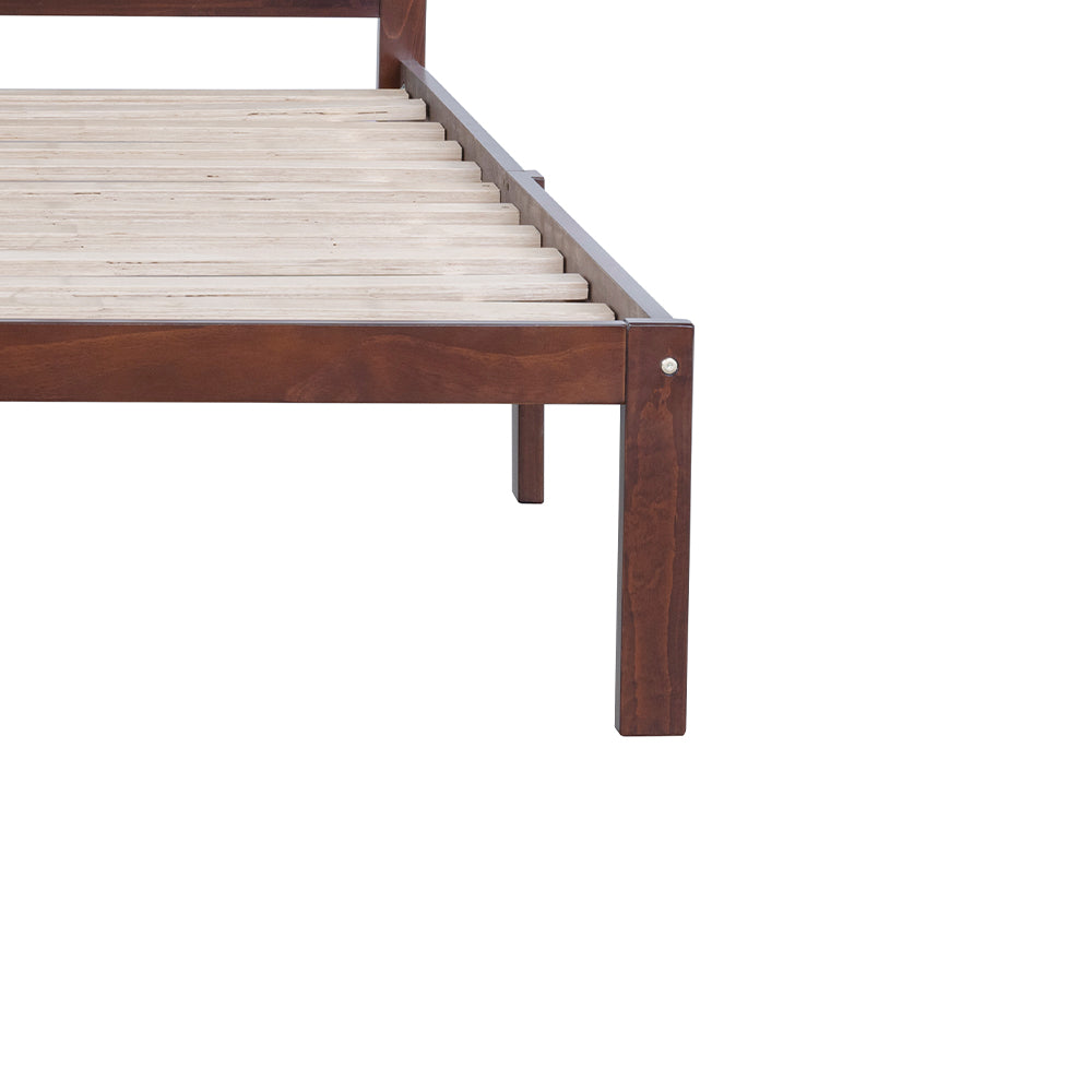 Aamir Full Size Bed, Wood Platform Bed Frame with Headboard For Kids, Slatted, Dark Walnut