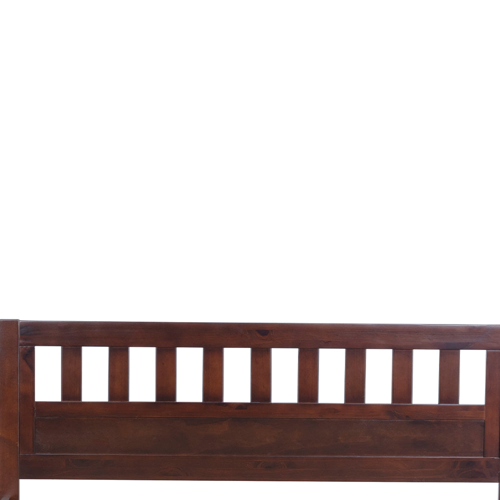 Aamir II Full Size Bed, Wood Platform Bed Frame with Headboard For Kids, Slatted, Dark Walnut