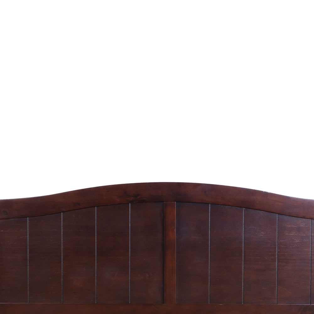 Wajih Full Size Bed, Wood Platform Bed Frame with Headboard For Kids, Slatted, Dark Walnut