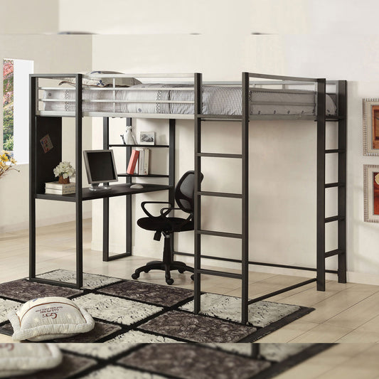 Sherman Full Bed w/ Workstation in Silver/Gun Metal finish