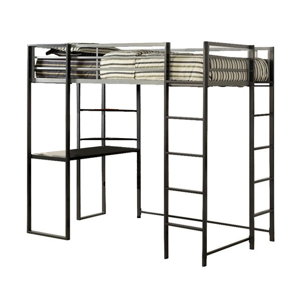 Sherman Full Bed w/ Workstation in Silver/Gun Metal finish