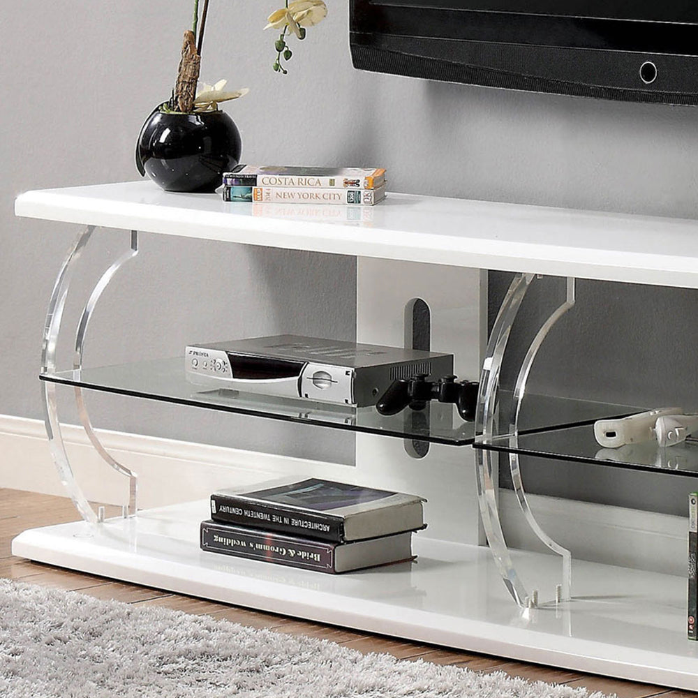 Ernst 72" TV Stand in White/Clear Finish