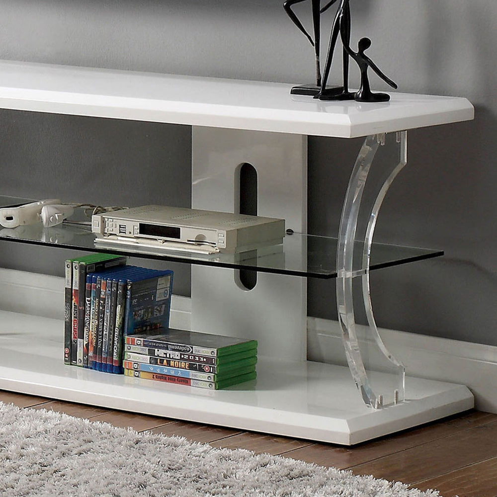 Ernst 72" TV Stand in White/Clear Finish