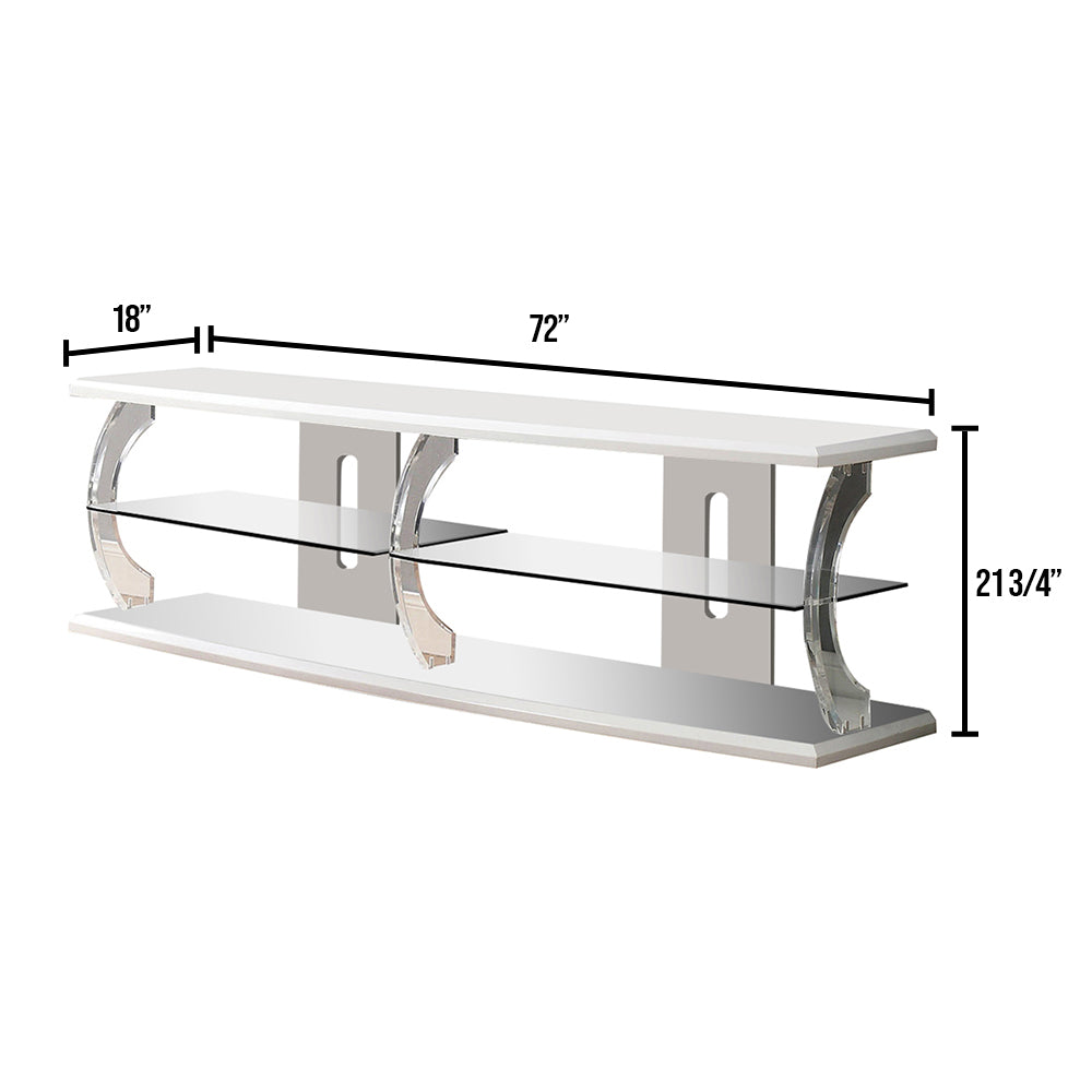 Ernst 72" TV Stand in White/Clear Finish