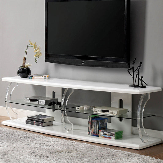 Ernst 72" TV Stand in White/Clear Finish