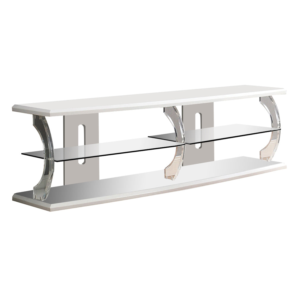 Ernst 72" TV Stand in White/Clear Finish